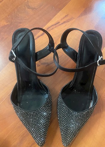Zara / ayakkabı Parlak Siyah taşlı Topuklu Kadın Ayakkabı - Görsel 3