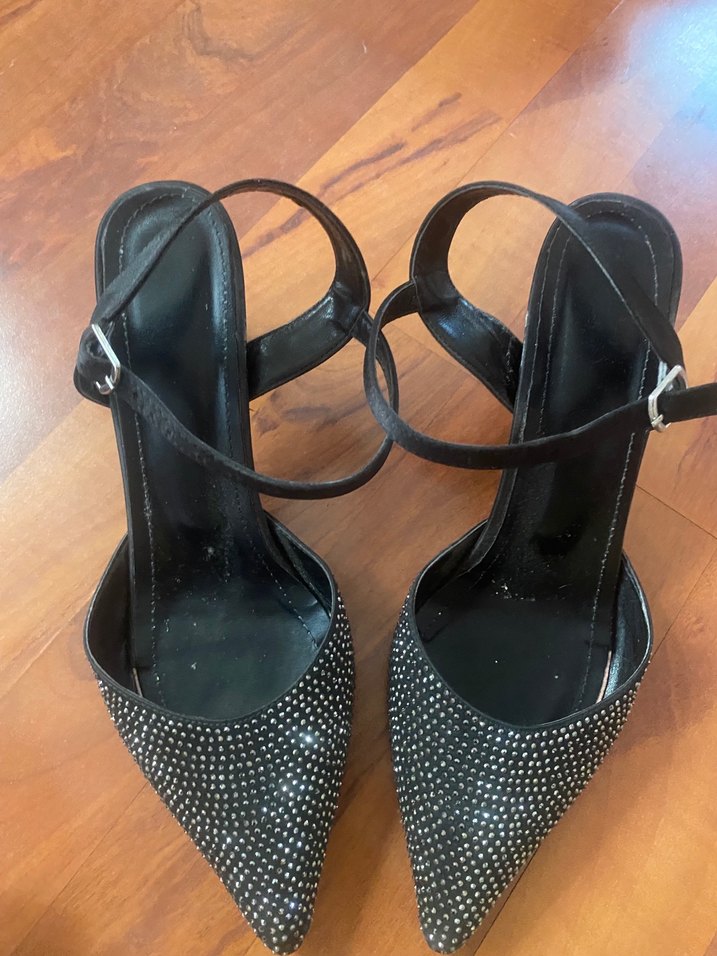 Zara / ayakkabı Parlak Siyah taşlı Topuklu Kadın Ayakkabı - Görsel 3