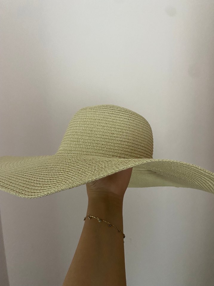 Bej Büyük Kenarlı Bohem Kadın Şapka - Görsel 5