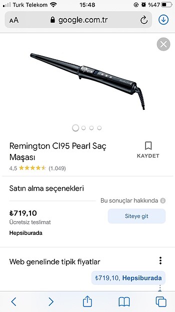 Remington cı95 pearl seramik maşa (yanma önleyici)