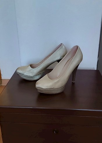 Bej Kadın Platform Topuklu Ayakkabı 39 numara