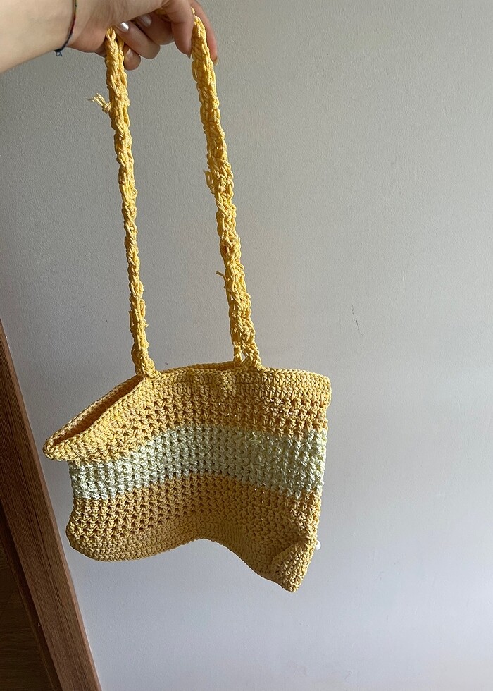 sarı el yapımı çanta - Görsel 3