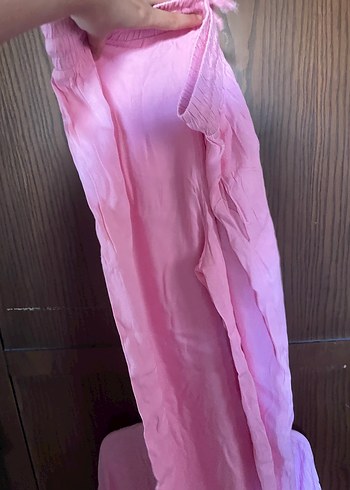 Düğmeli Pembe Keten Gömlek ve alt takımı - Görsel 7