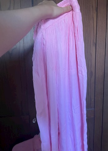 Düğmeli Pembe Keten Gömlek ve alt takımı - Görsel 8