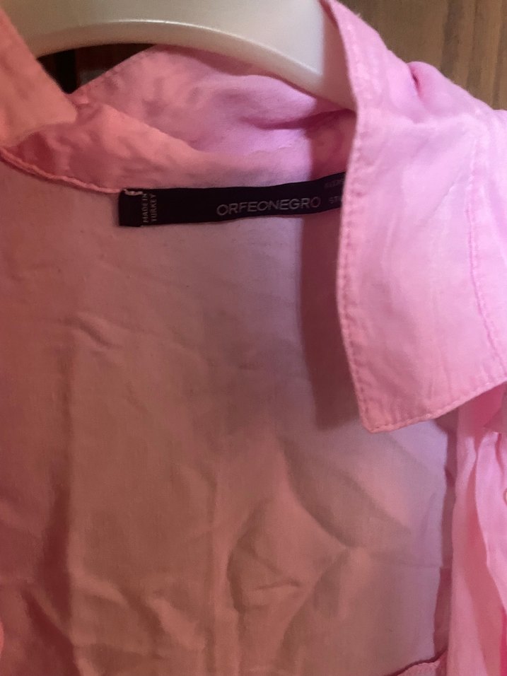 Düğmeli Pembe Keten Gömlek ve alt takımı - Görsel 3