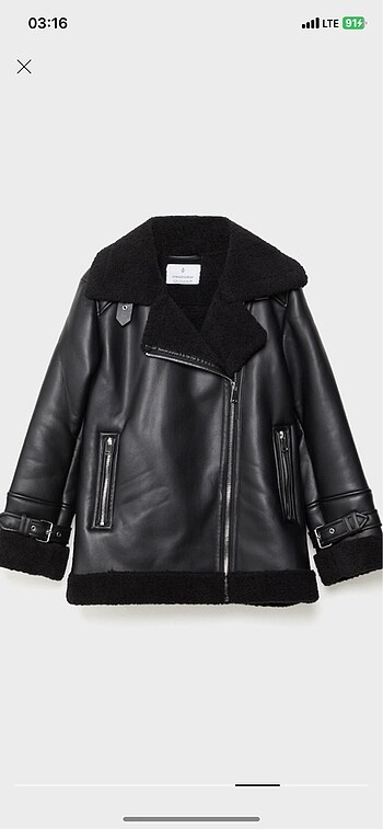 Stradivarius içi suni kürklü suni deri biker ceket yeni sezon