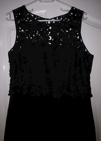 Dantel Detaylı Siyah Midi Gece Elbisesi - Görsel 4