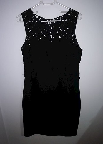 Dantel Detaylı Siyah Midi Gece Elbisesi - Görsel 9