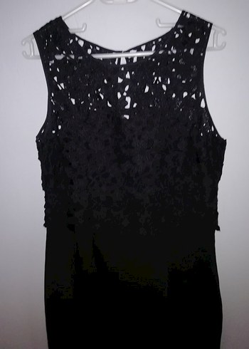 Dantel Detaylı Siyah Midi Gece Elbisesi - Görsel 12