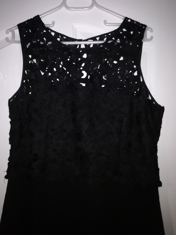 Dantel Detaylı Siyah Midi Gece Elbisesi - Görsel 5