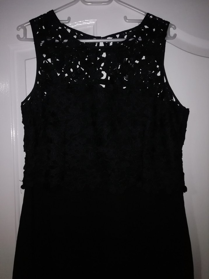 Dantel Detaylı Siyah Midi Gece Elbisesi - Görsel 4