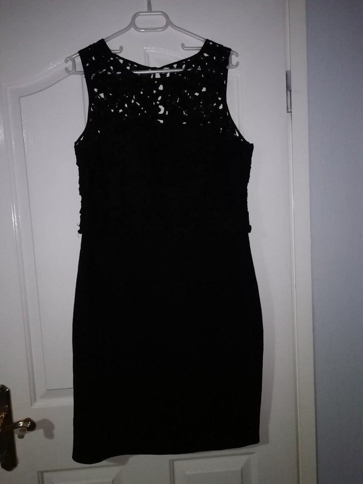 Dantel Detaylı Siyah Midi Gece Elbisesi - Görsel 2