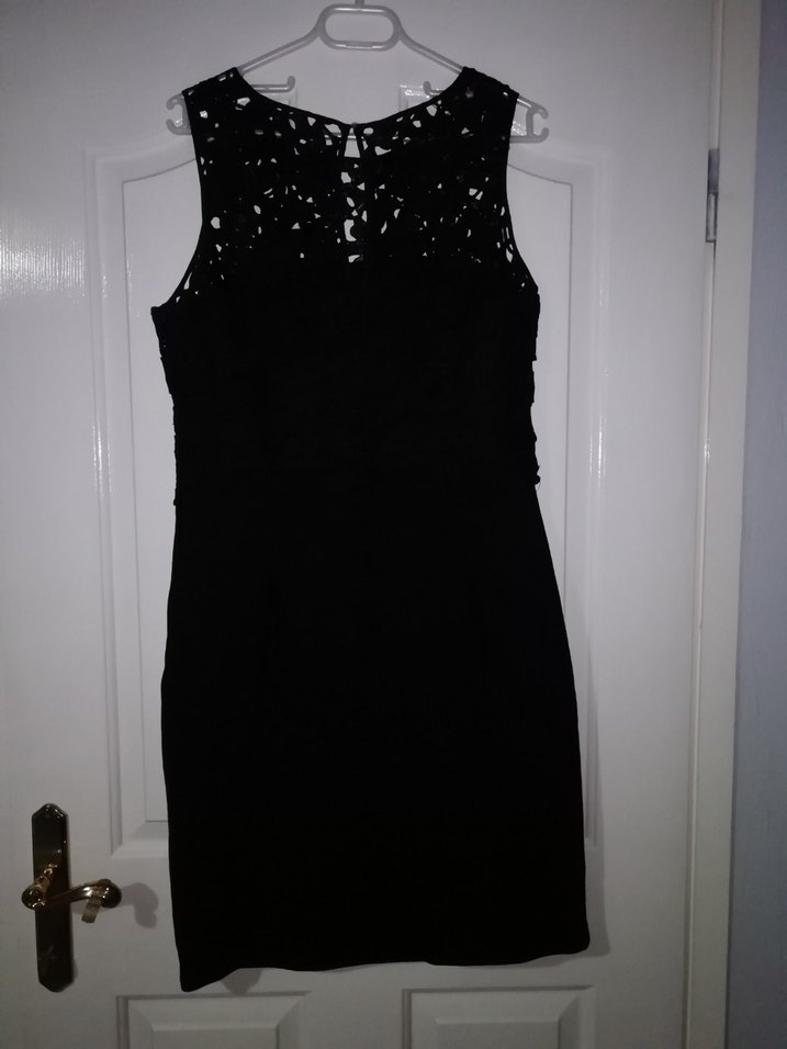 Dantel Detaylı Siyah Midi Gece Elbisesi - Görsel 3