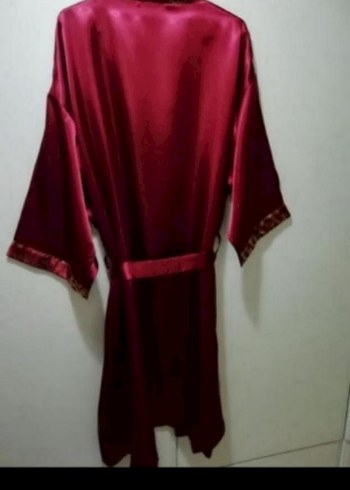 Bordo Nakışlı Kadın Uzun Sabahlık - Görsel 5