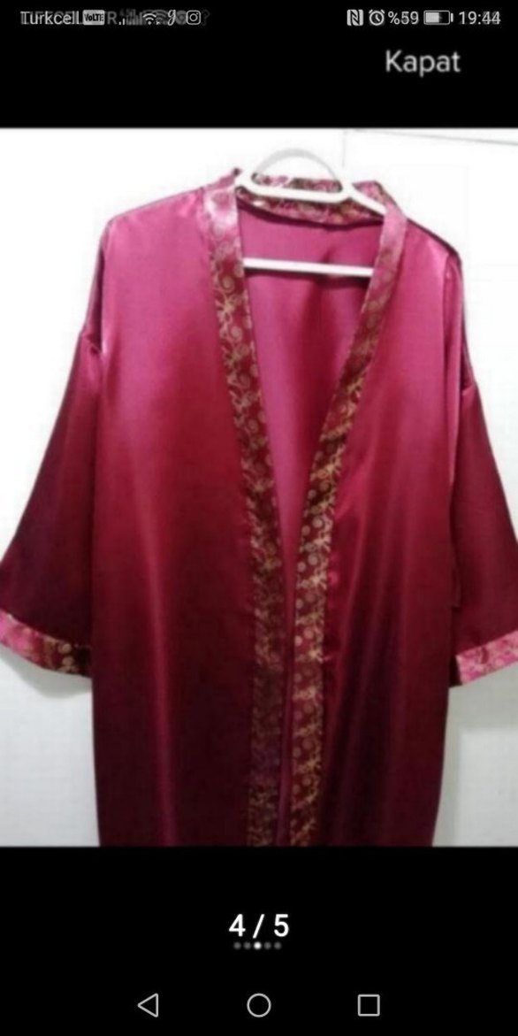 Bordo Nakışlı Kadın Uzun Sabahlık - Görsel 4
