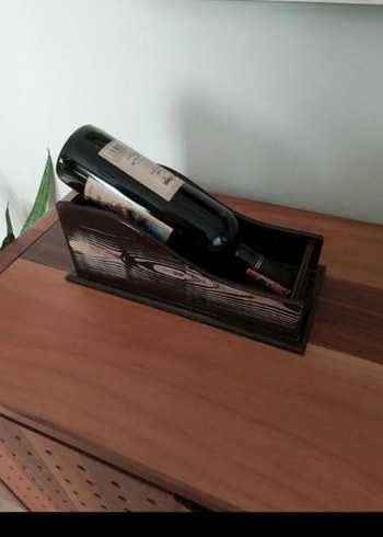 Koyu Kahverengi Ahşap Şişe Tutucu - Görsel 5