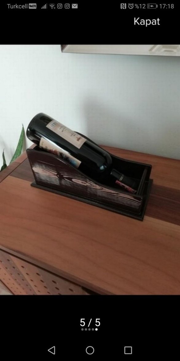 Koyu Kahverengi Ahşap Şişe Tutucu - Görsel 5