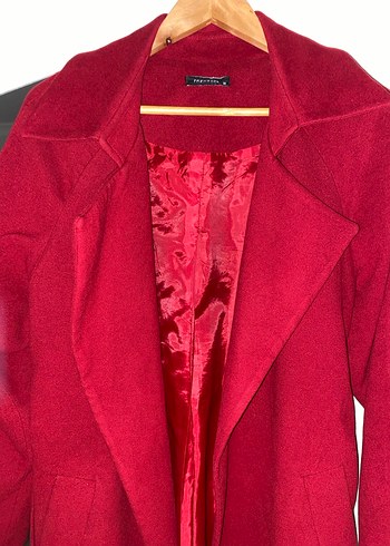 Bordo Kadın Uzun Düğmeli Kaban - Görsel 5