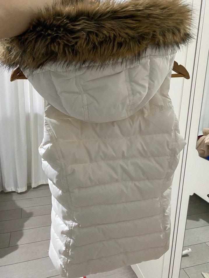 Tommy hilfiger Beyaz Kürklü Kadın Puff Yelek - Görsel 3