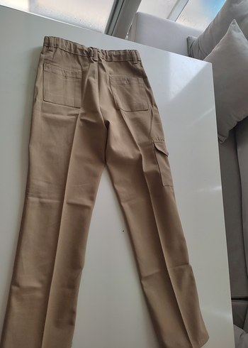 Bej Kadın Kumaş Pantolon Midi Boy Rahat Kesim - Görsel 3