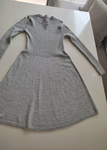 Gri Kadın Triko Midi Elbise - Görsel 2