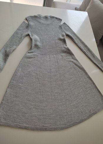 Gri Kadın Triko Midi Elbise - Görsel 7