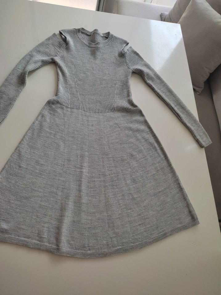 Gri Kadın Triko Midi Elbise - Görsel 2