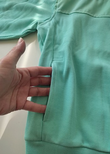 Turkuaz Fermuarlı Kadın Spor Ceket - Görsel 7