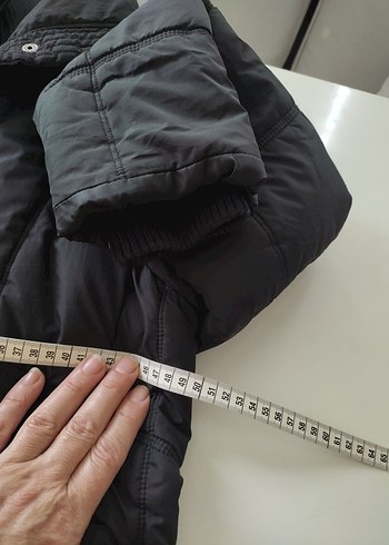 Düğmeli Siyah Kadın Kışlık Mont M BEDEN - Görsel 5