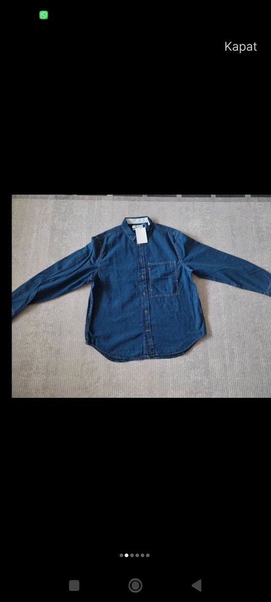 COS ERKEK DENİM KOT GÖMLEK SEDEF DÜĞMELİ L BEDEN - Görsel 2