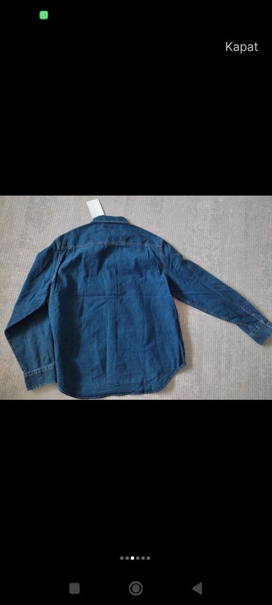 COS ERKEK DENİM KOT GÖMLEK SEDEF DÜĞMELİ L BEDEN - Görsel 3