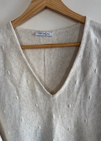 V Yaka Uzun Kollu Yarasa Triko Kazak - Görsel 2