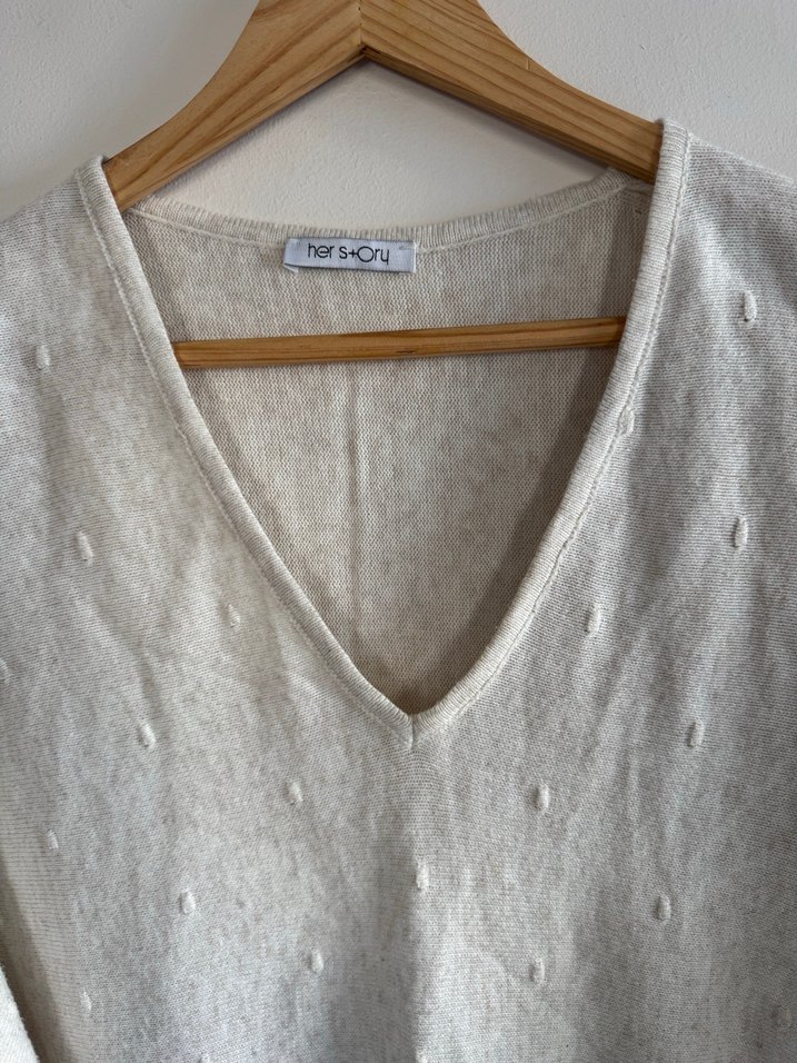 V Yaka Uzun Kollu Yarasa Triko Kazak - Görsel 2