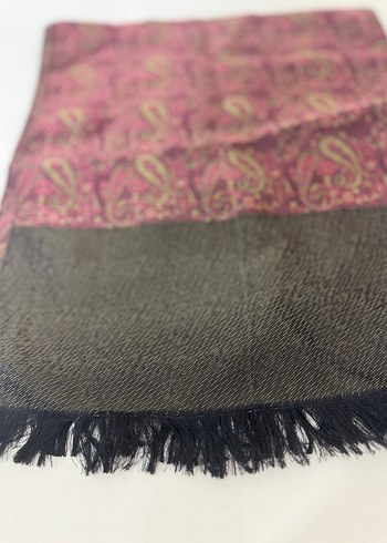 Şal Desenli Bordo-Yeşil Renk Püsküllü Bohem Erkek Fular - Görsel 4