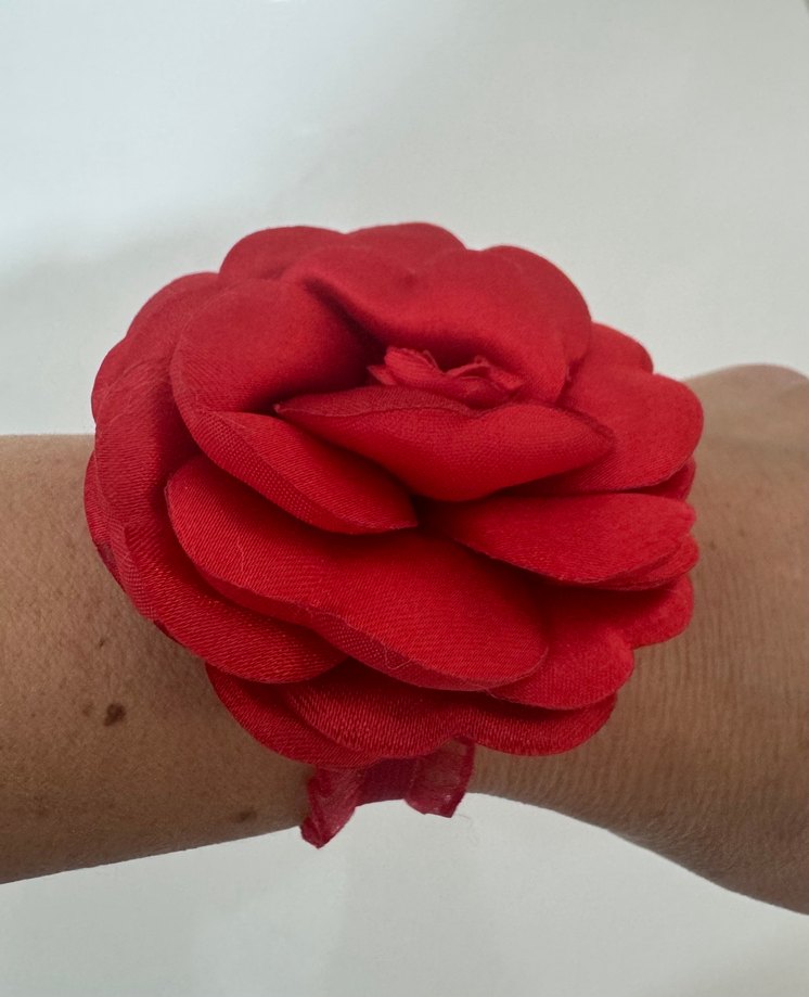 2 adet saten gül bileklik kına aksesuar - Görsel 2