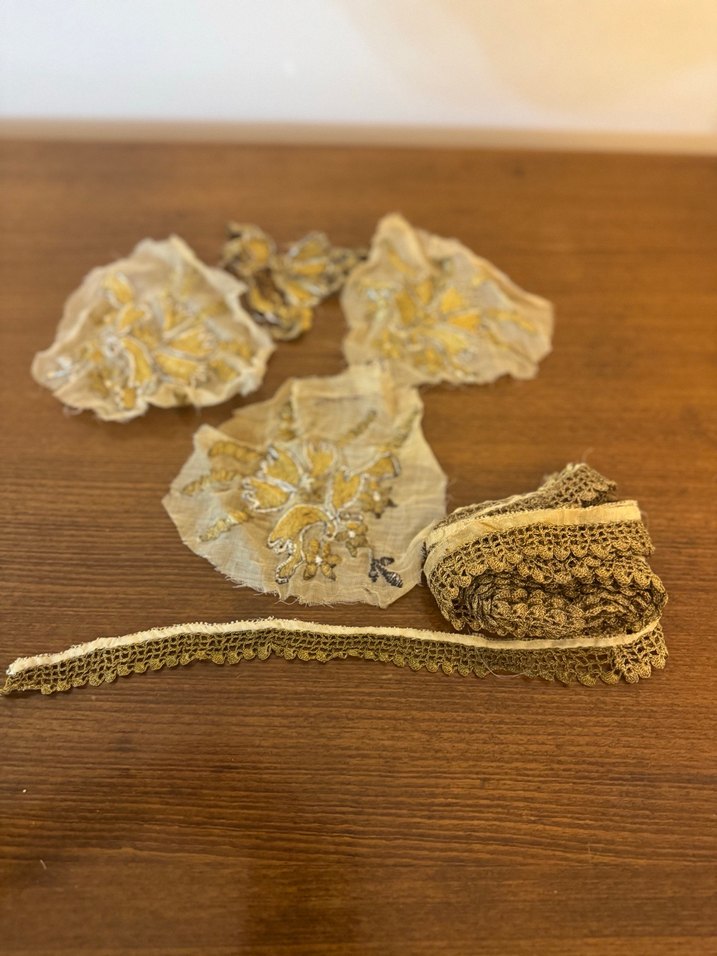 Antika ipek tel kırma Nakışlı El İşi Şeritler - Görsel 4