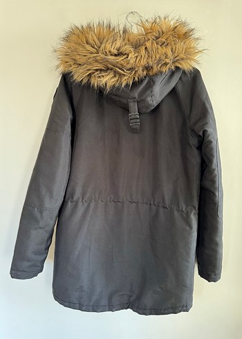 Koyu Gri Kapüşonlu Erkek Mont - Görsel 2