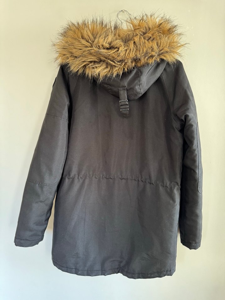 Koyu Gri Kapüşonlu Erkek Mont - Görsel 2