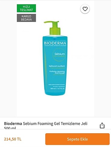 BİODERMA SEBİUM FOAMİNG GEL 500 ml yüz temizleme jeli