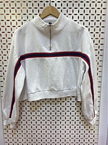 H&M crop geniş kesim sweatshirt