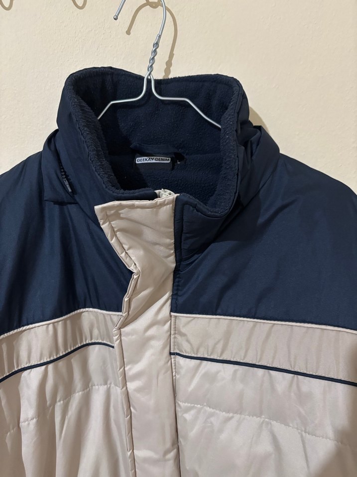 Gri ve Lacivert Fermuarlı Erkek Mont buyuk beden - Görsel 3