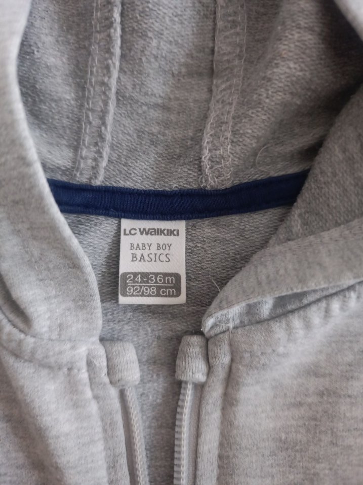 Erkek Çocuk Gri Kapüşonlu Fermuarlı Sweatshirt - Görsel 3