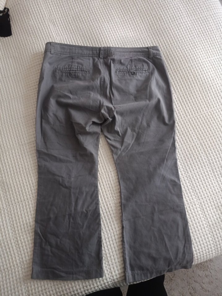 Gri Keten Rahat Kesim Kadın Pantolon - Görsel 3