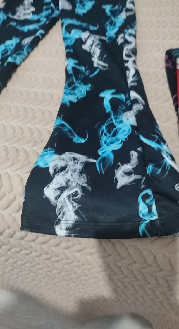 Mavi Batik Desenli çocuk İspanyol Paça Pantolon - Görsel 2