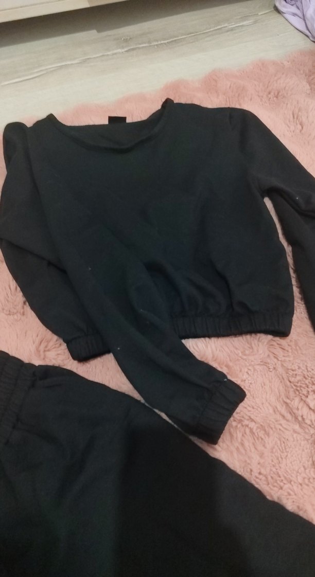 Kız Siyah Oversize Streetwear Eşofman Takımı - Görsel 3