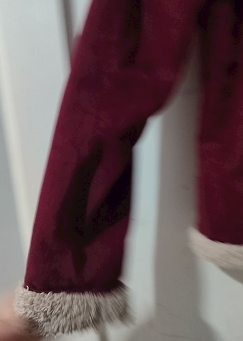 Bordo Kadın Kürk Detaylı Street Wear Ceket - Görsel 6