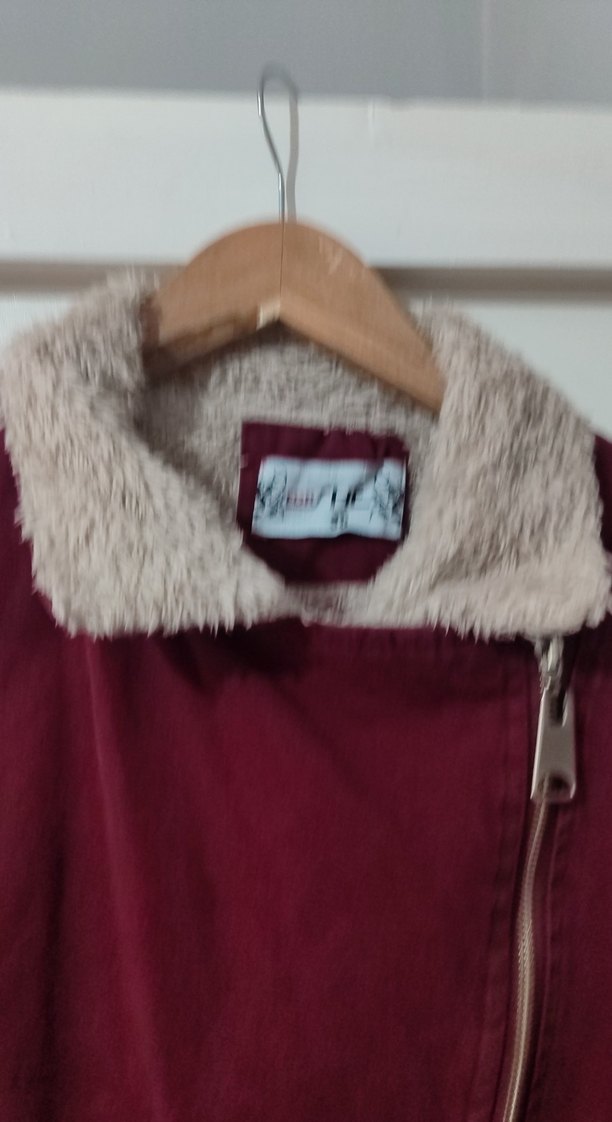 Bordo Kadın Kürk Detaylı Street Wear Ceket - Görsel 5