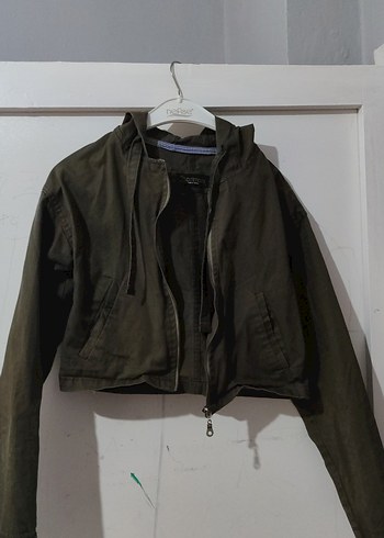 Haki yeşili Kapüşonlu Fermuarlı Kadın Ceket - Görsel 6