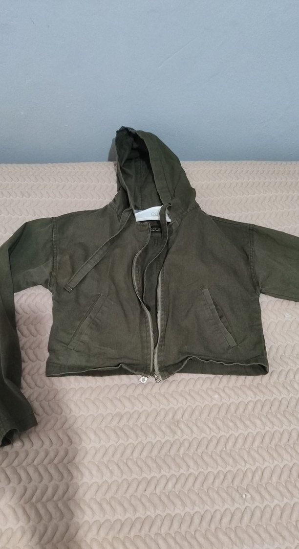 Haki yeşili Kapüşonlu Fermuarlı Kadın Ceket - Görsel 2