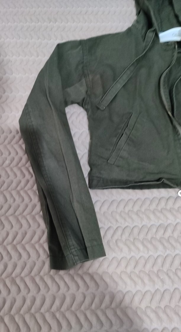 Haki yeşili Kapüşonlu Fermuarlı Kadın Ceket - Görsel 5